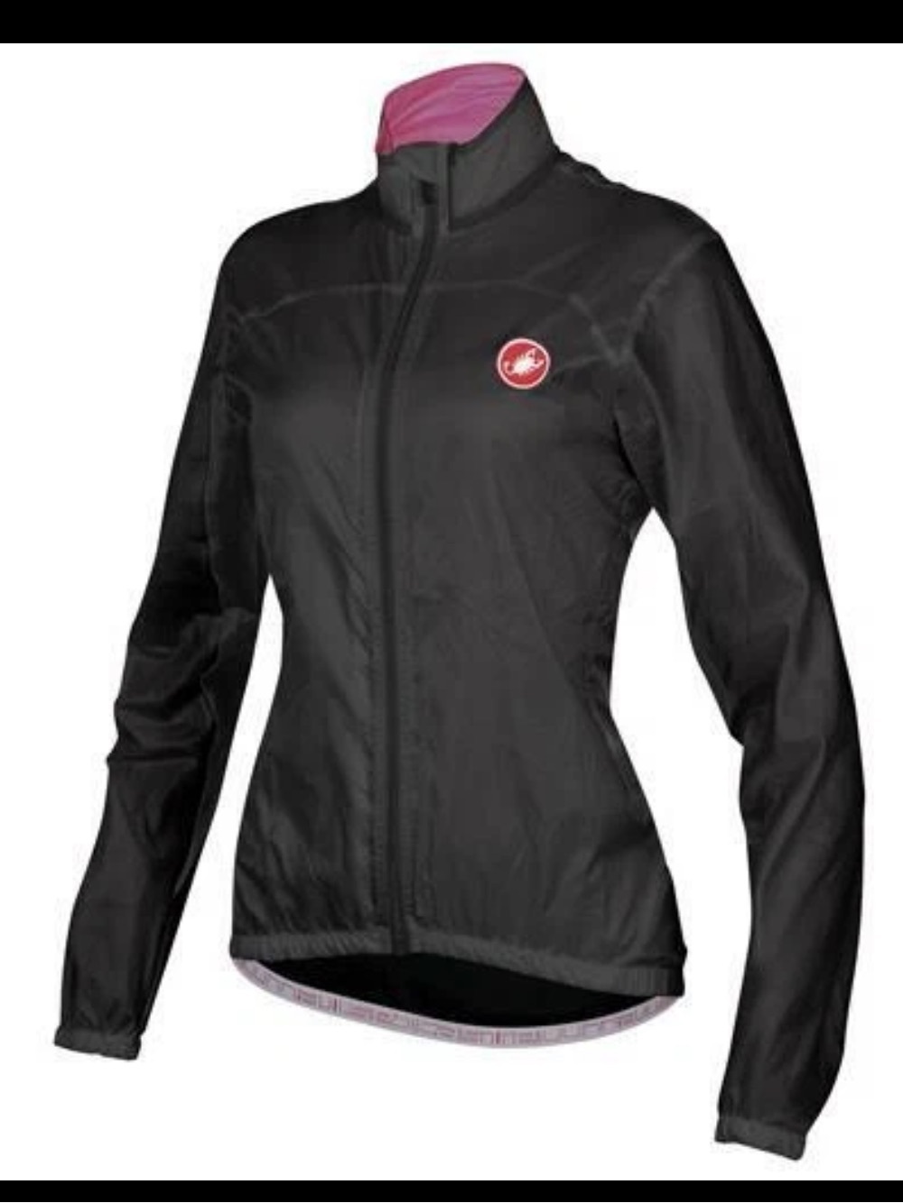Castelli Velo Size Large Women's Black Windbreaker Jacket with Pink Lining